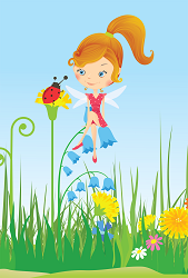 a flower fairy sitting on a flower